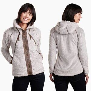 Kuhl Flight Jacket in Stone White Sz S Fuzzy Leather Trims